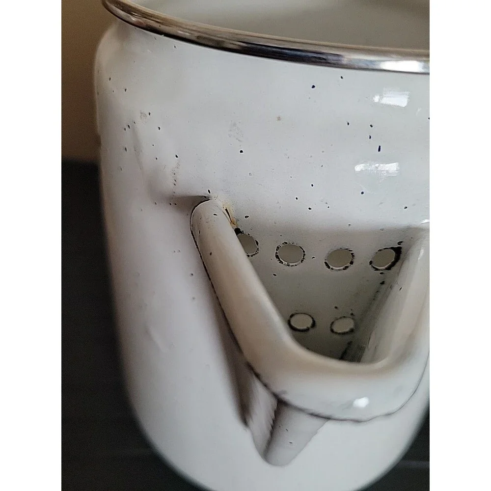 Vintage Hallmark Jan Karon White Enamel Santa Claus Holiday Coffee/Tea Pot
